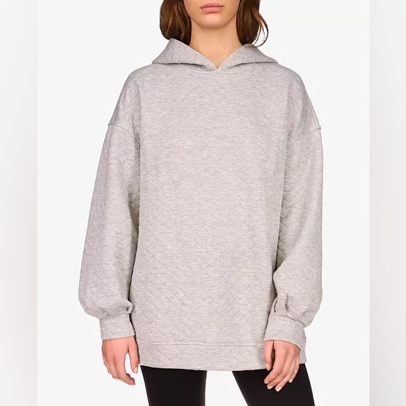 SANCTUARY || Quilted Pullover Hoodie Sweatshirt in Heather Gray - SZ M ⭐️NWT⭐️ - Picture 1 of 6
